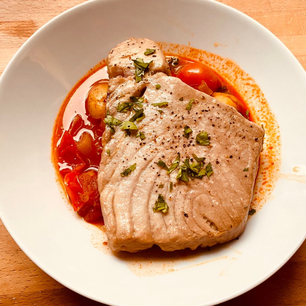 Tuna Steak With Potato And Harissa Stew